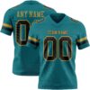 Teal0430 Custom Teal Black-Old Gold Authentic Football Jersey