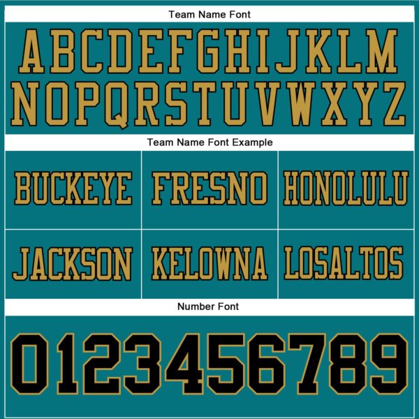 Custom Teal Black-Old Gold Authentic Football Jersey