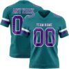 Teal0432 Custom Teal Purple-White Authentic Football Jersey