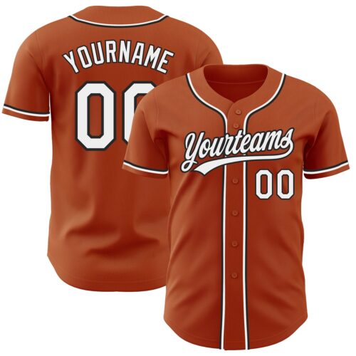 TexasOrange0008 Custom Texas Orange White-Black Authentic Baseball Jersey