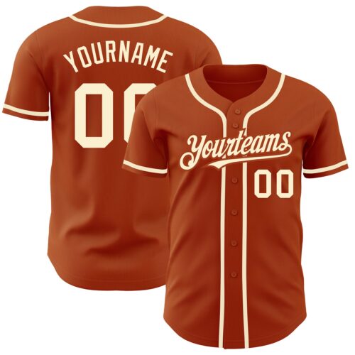 TexasOrange0014 Custom Texas Orange Cream Authentic Baseball Jersey