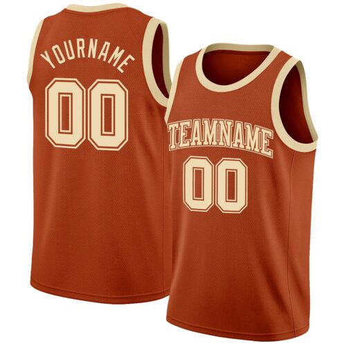 TexasOrange0018 Custom Texas Orange Cream Authentic Basketball Jersey