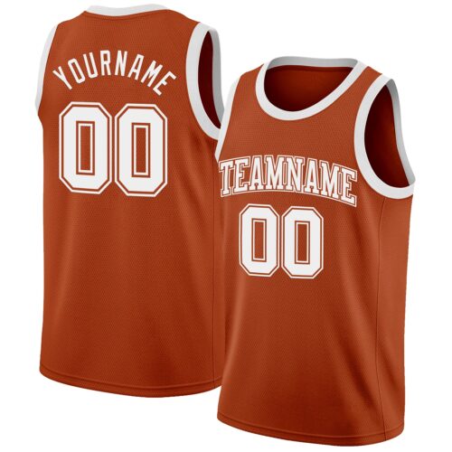TexasOrange0020 Custom Texas Orange White Authentic Basketball Jersey