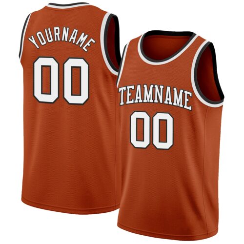 TexasOrange0021 Custom Texas Orange White-Black Authentic Basketball Jersey