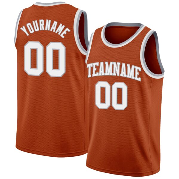 Custom Texas Orange White-Gray Authentic Basketball Jersey