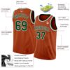 Custom Texas Orange Green-White Authentic Basketball Jersey