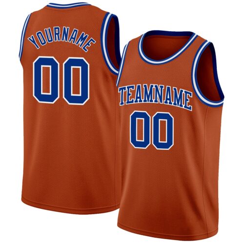 TexasOrange0030 Custom Texas Orange Royal-White Authentic Basketball Jersey