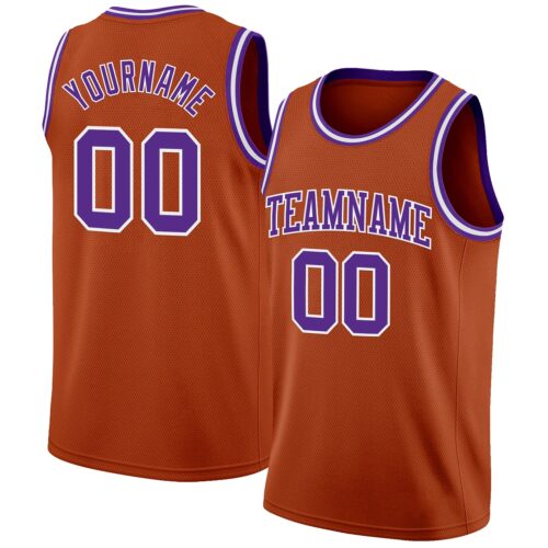 TexasOrange0033 Custom Texas Orange Purple-White Authentic Basketball Jersey