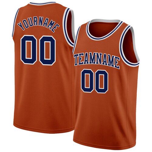 TexasOrange0034 Custom Texas Orange Navy-White Authentic Basketball Jersey