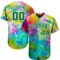 Custom Tie Dye Kelly Green-White 3D Authentic Baseball Jersey