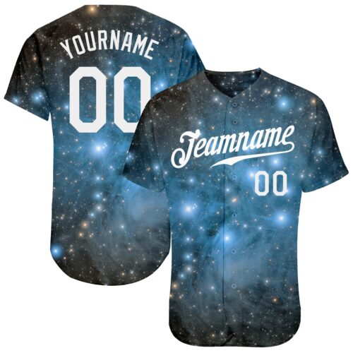 TieD0055 Custom Tie Dye White-Black 3D Authentic Baseball Jersey