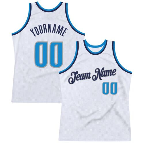 White0448 Custom White Blue-Navy Authentic Throwback Basketball Jersey