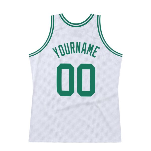 Custom White Kelly Green Authentic Throwback Basketball Jersey