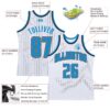 Custom White Black Pinstripe Blue-Gray Authentic Basketball Jersey
