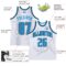 Custom White Black Pinstripe Blue-Gray Authentic Basketball Jersey