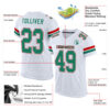 Custom White Kelly Green-Red Mesh Authentic Football Jersey