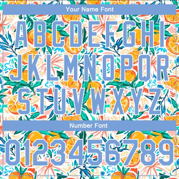 Custom White Light Blue-White 3D Pattern Design Oranges Authentic Basketball Jersey