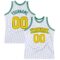 Custom White Gold-Kelly Green Authentic Throwback Basketball Jersey