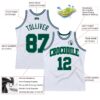 Custom White Green-Kelly Green Authentic Throwback Basketball Jersey