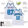 Custom White Blue-Navy Authentic Throwback Basketball Jersey