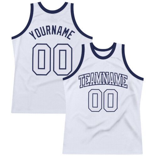 White0988 Custom White White-Navy Authentic Throwback Basketball Jersey