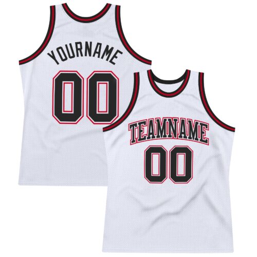 White0993 Custom White Black-Red Authentic Throwback Basketball Jersey