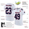 Custom White Navy-Red Mesh Authentic Football Jersey