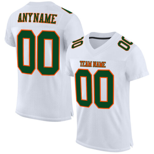 White1129 Custom White Green-Orange Mesh Authentic Football Jersey