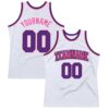 Custom White Purple Black-Pink Authentic Throwback Basketball Jersey