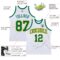 Custom White Kelly Green-Gold Authentic Throwback Basketball Jersey