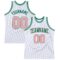 Custom White Medium Pink-Kelly Green Authentic Throwback Basketball Jersey