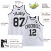 Custom White Black Pinstripe Black-Gray Authentic Basketball Jersey