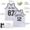 Custom White Black Pinstripe Black Authentic Basketball Jersey