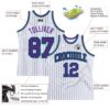Custom White Black Pinstripe Purple-Teal Authentic Basketball Jersey