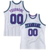 Custom White Black Pinstripe Purple-Teal Authentic Basketball Jersey