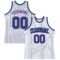 Custom White Black Pinstripe Purple-Teal Authentic Basketball Jersey