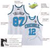 Custom White Black Pinstripe Blue-Gray Authentic Basketball Jersey