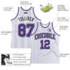 Custom White Black Pinstripe Purple-Gray Authentic Basketball Jersey