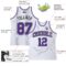 Custom White Black Pinstripe Purple-Gray Authentic Basketball Jersey