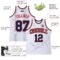 Custom White Navy Pinstripe Navy Old Gold-Red Authentic Basketball Jersey