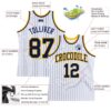 Custom White Navy Pinstripe Navy-Gold Authentic Basketball Jersey