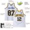 Custom White Navy Pinstripe Navy-Gold Authentic Basketball Jersey