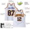 Custom White Navy Pinstripe Navy Gold-Orange Authentic Basketball Jersey