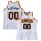 Custom White Navy Pinstripe Navy Gold-Orange Authentic Basketball Jersey