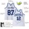 Custom White Navy Pinstripe Navy-Light Blue Authentic Basketball Jersey
