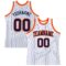 Custom White Navy Pinstripe Navy-Orange Authentic Basketball Jersey