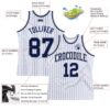 Custom White Navy Pinstripe Navy-Gray Authentic Basketball Jersey