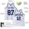 Custom White Navy Pinstripe Navy-Gray Authentic Basketball Jersey