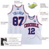 Custom White Royal Pinstripe Royal-Red Authentic Basketball Jersey