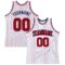 Custom White Red Pinstripe Red-Navy Authentic Basketball Jersey